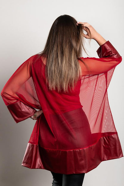 Transparent tunic with artificial leather