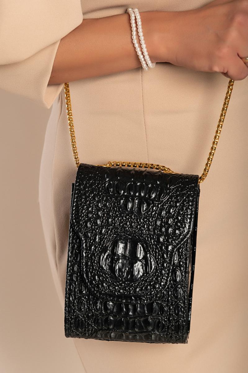 Small bag with crocodile skin pattern