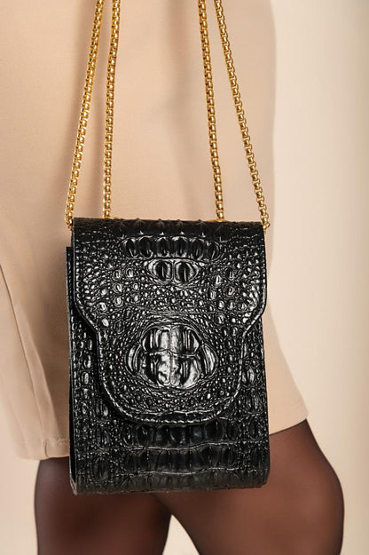 Small bag with crocodile skin pattern