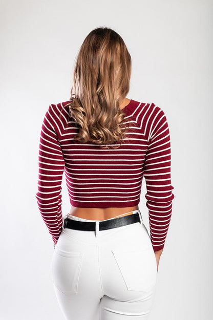 Stricktop mit Streifen-Print