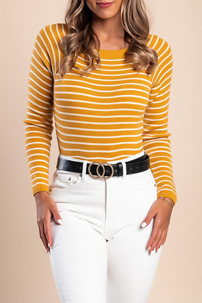 Top de malha com estampado às riscas