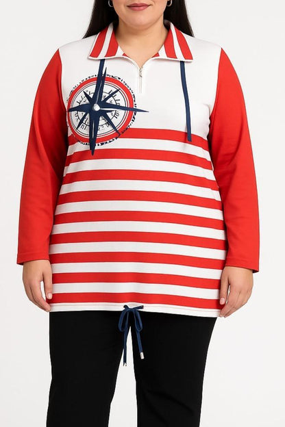 Plus size Top with nautical print