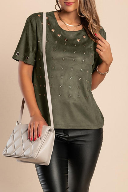 Los T-shirt met metalen ringen