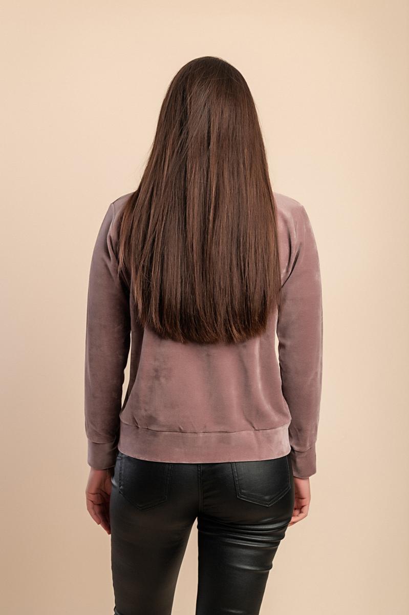 Baumwolljacke mit Reißverschluss in Samtoptik