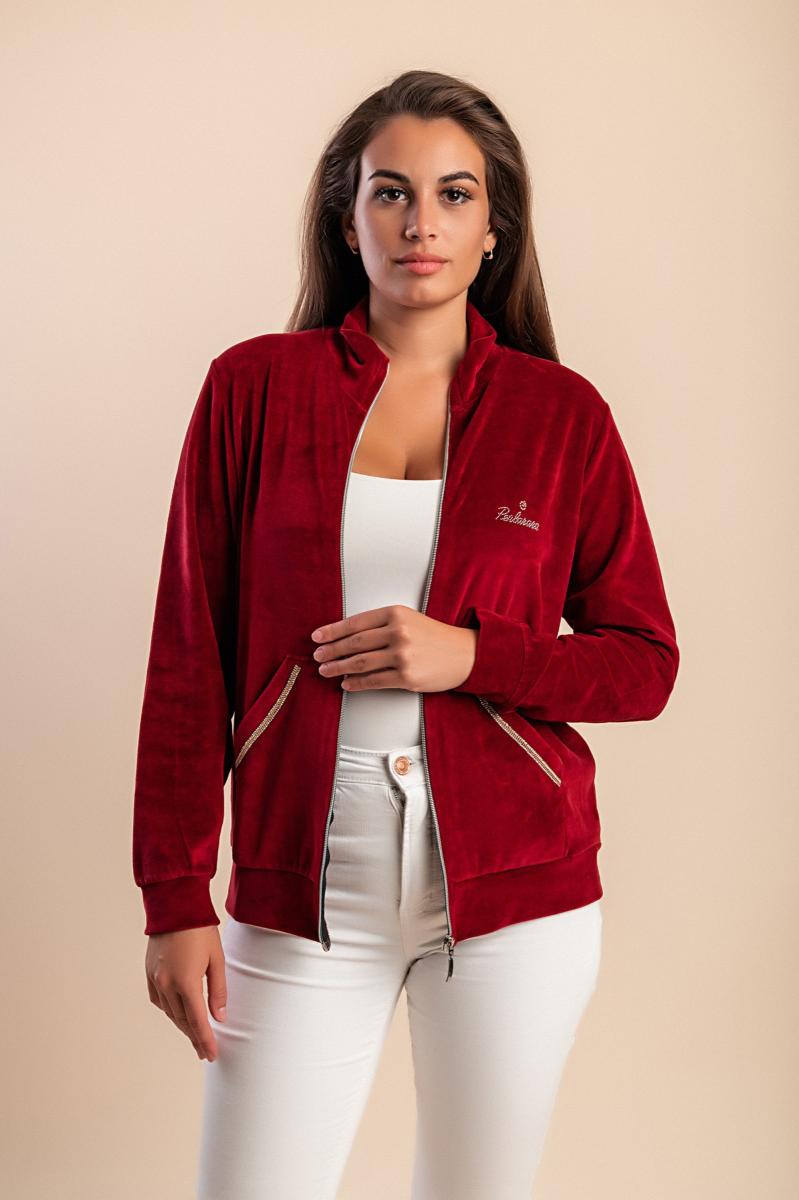 Baumwolljacke mit Reißverschluss in Samtoptik