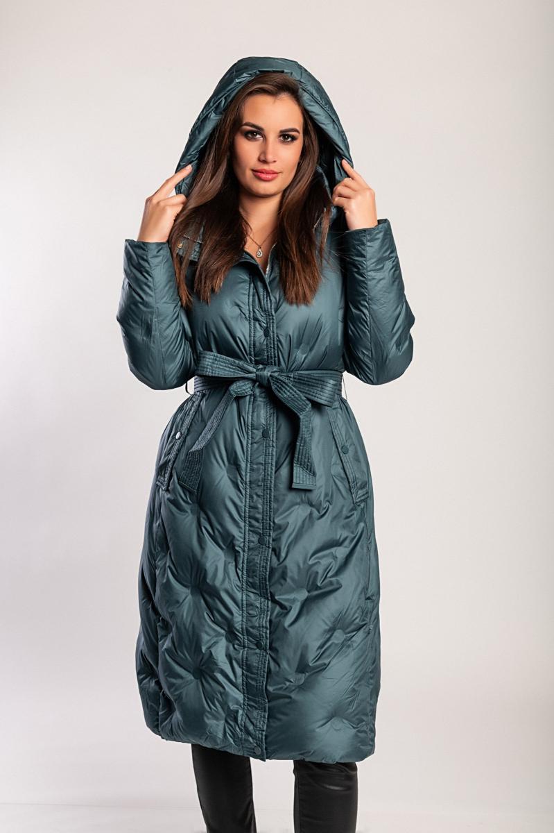 Lange Steppjacke mit Kapuze