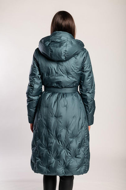 Lange Steppjacke mit Kapuze