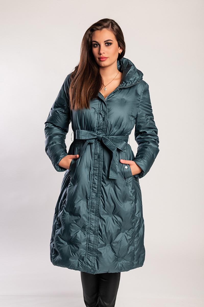 Lange Steppjacke mit Kapuze