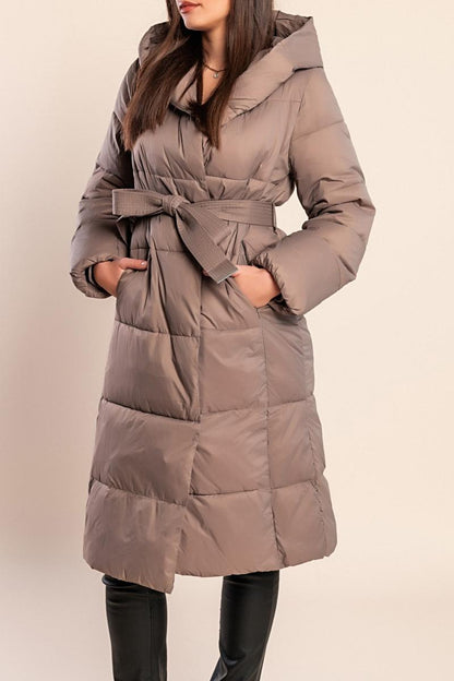 Long padded jacket with hood