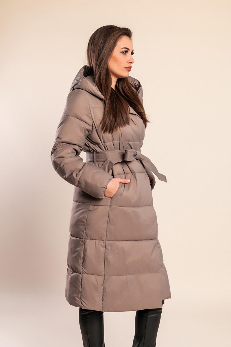 Long padded jacket with hood