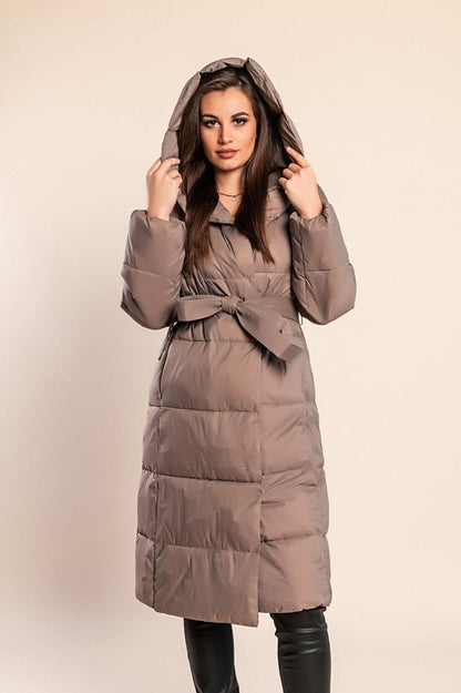 Long padded jacket with hood