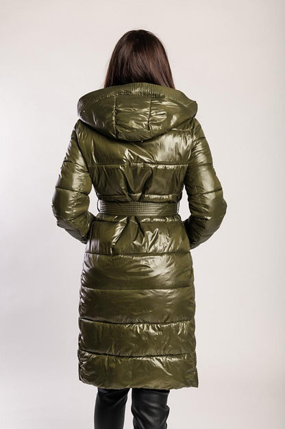 Lange Steppjacke mit Kapuze