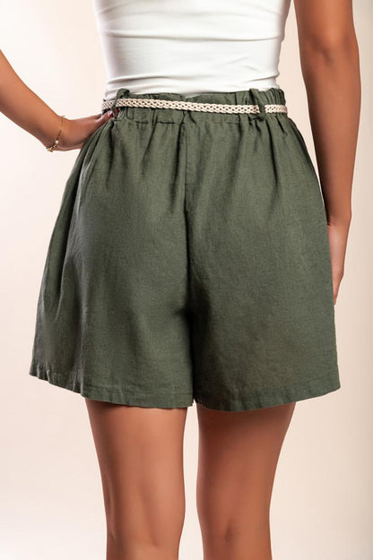 Linnen short met riem
