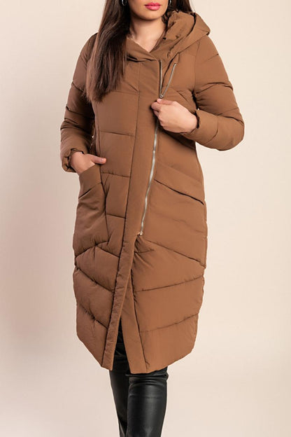 Long padded jacket with hood