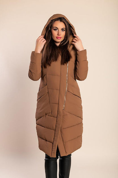 Long padded jacket with hood