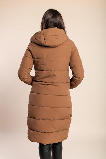 Long padded jacket with hood