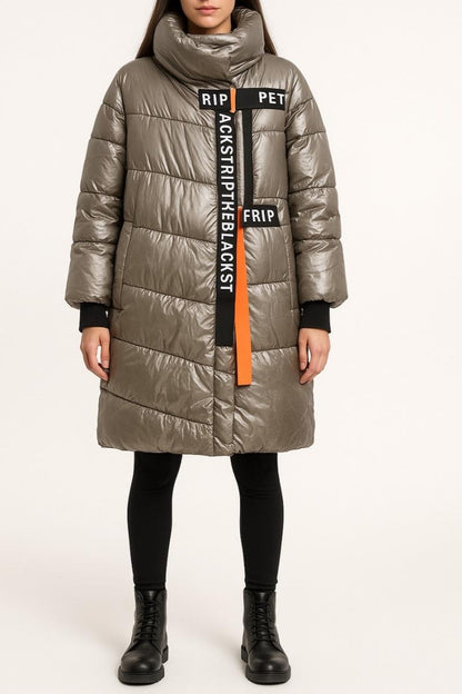 Long winter jacket with high collar