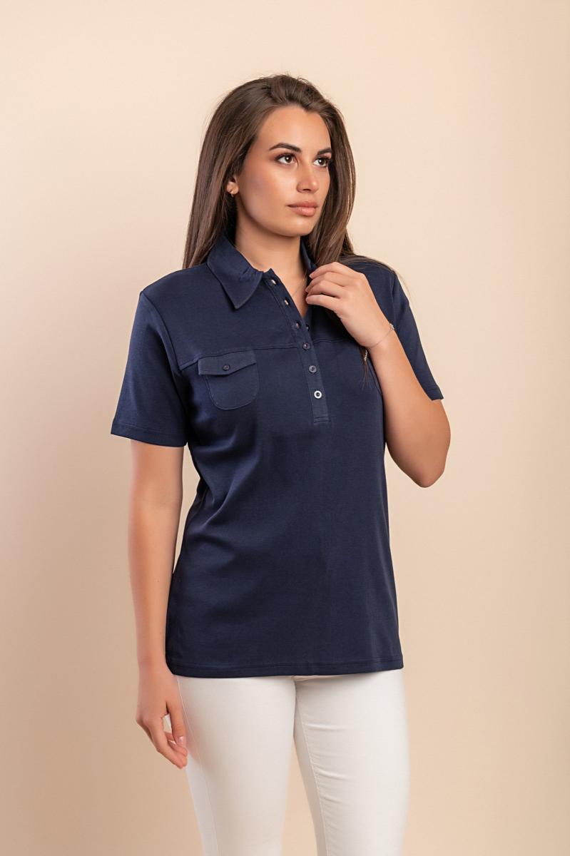 Baumwoll-T-Shirt mit Kragen und Taschen