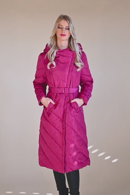 Long quilted winter jacket