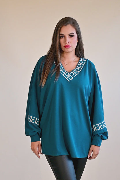 Top lejer cu imprimeu geometric