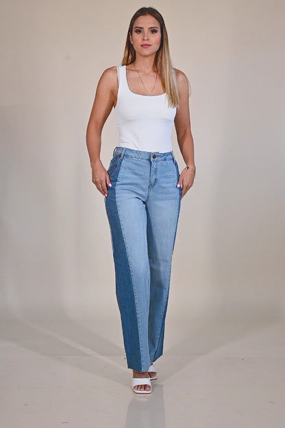 Straight-Jeans mit hohem Bund