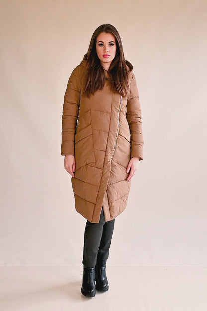Long padded jacket with hood