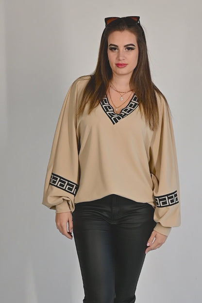 Top largo com estampado geométrico