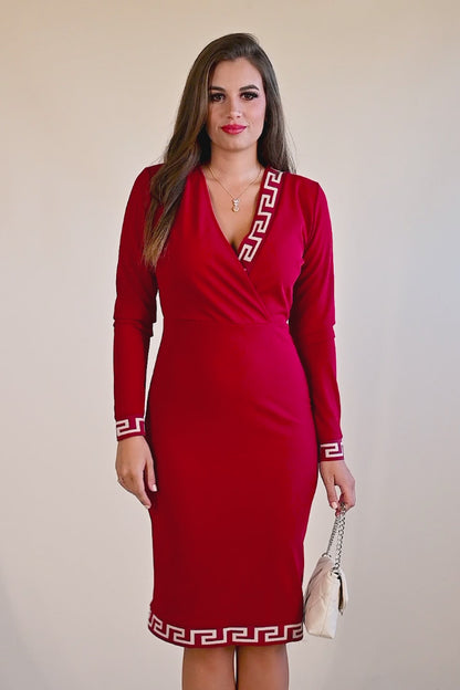 Abito midi elegante con stampa geometrica