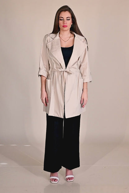 Trench coat elegante de algodão